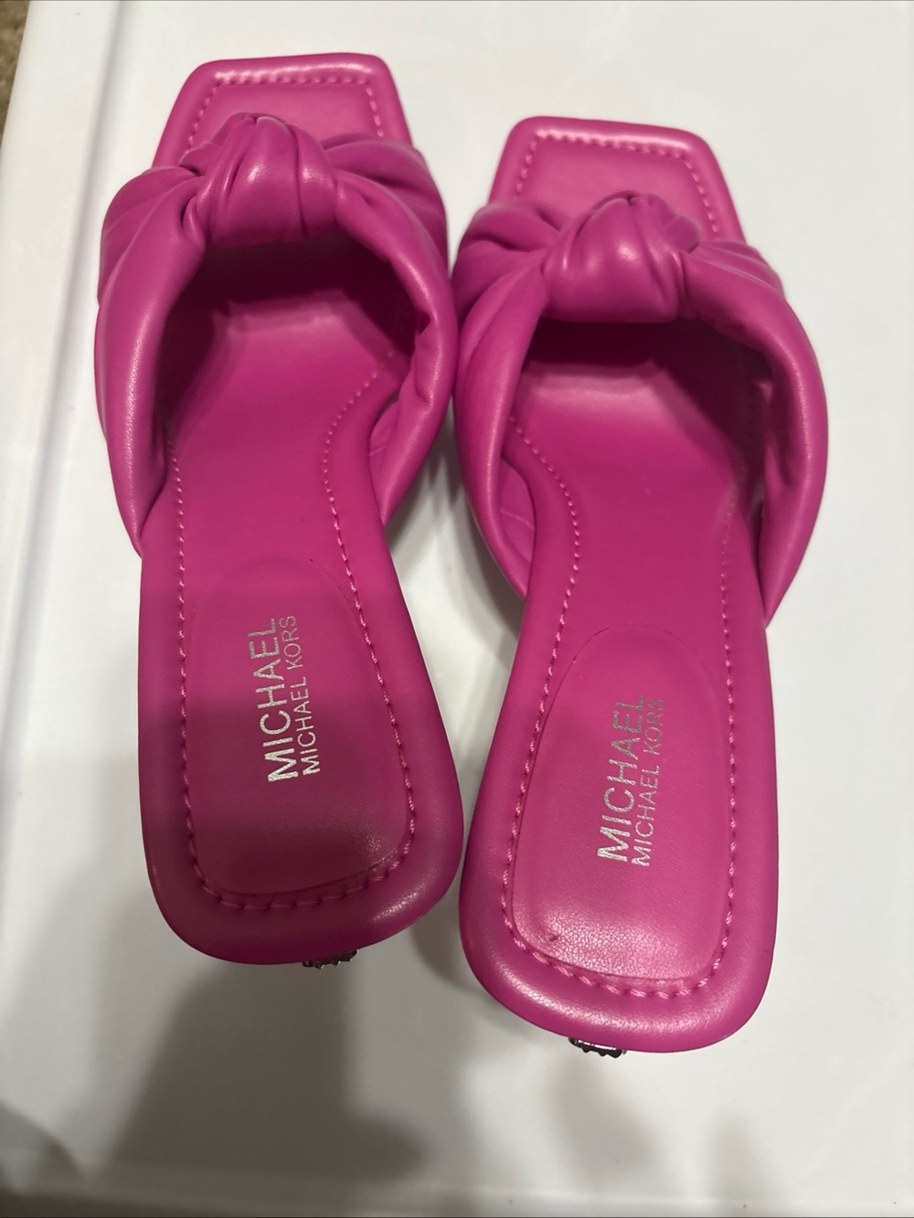 MICHAEL Michael Kors Bright Pink Knotted Slide Sandals